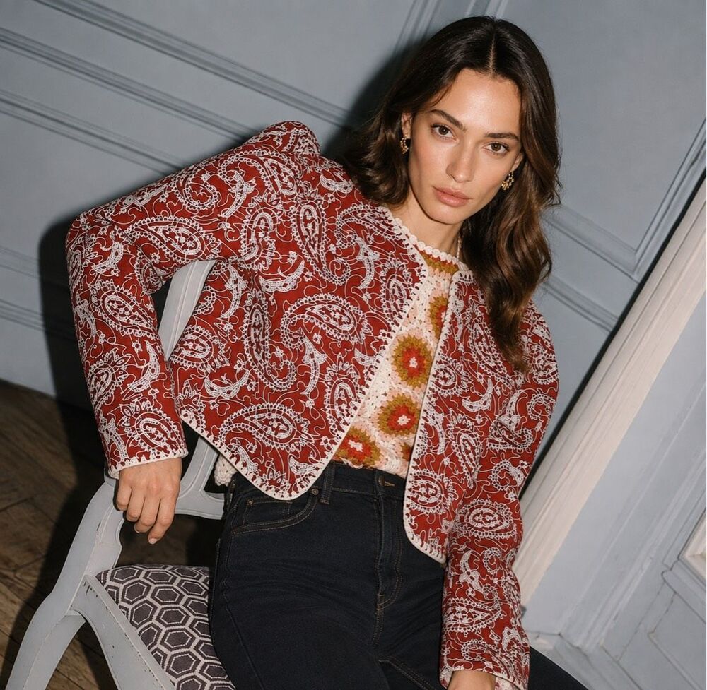 Sea NY Paisley Quilted Cropped Jacket | Boho Luxe Statement Layer, med $465